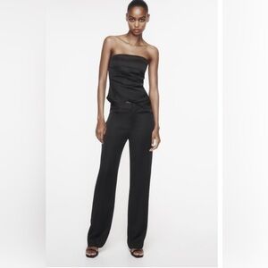 Zara Satin Effect Straight Leg Pants- XS